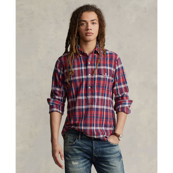 Men's Cotton Classic-Fit Madras Popover Shirt