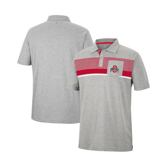 Men's Heathered Gray Ohio State Buckeyes Golfer Pocket Polo Shirt