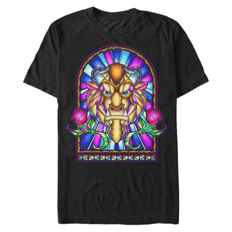 Disney Men's Beauty and the Beast Stained Glass Window, Short Sleeve T-Shirt