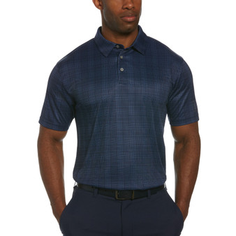 Men's Stretch Plaid Interlock Performance Golf Polo Shirt