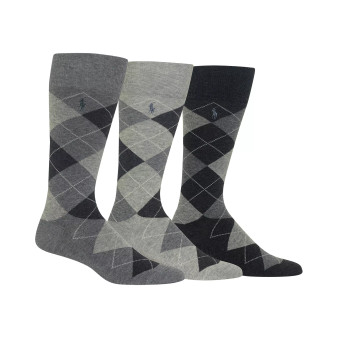Ralph Lauren Men's Socks, Dress Argyle Crew 3 Pack Socks