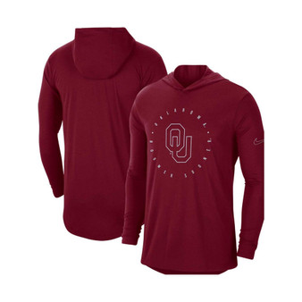 Men's Crimson Oklahoma Sooners Campus Tri-Blend Performance Long Sleeve Hooded T-shirt
