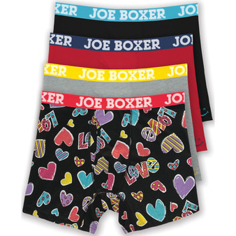 Men's Love Hearts Stretch Boxer Briefs, Pack of 4