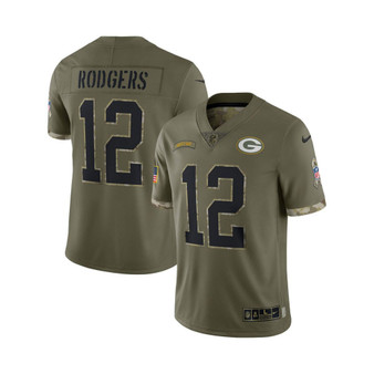 Men's Aaron Rodgers Olive Green Bay Packers 2022 Salute To Service Limited Jersey