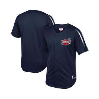 Men's Navy Houston Rockets Winning Team Mesh Button Front Shirt