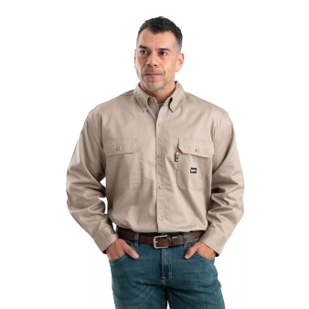 Mens Flame Resistant Button Down Long Sleeve Work Shirt