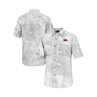 Men's White Arkansas Razorbacks Realtree Aspect Charter Full-Button Fishing Shirt