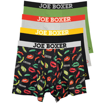Men's Caution Pepper Lips Performance Boxer Briefs, Set of 4
