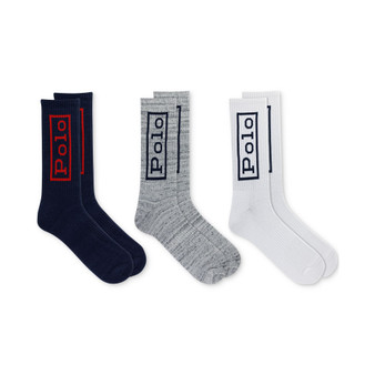 Men's Original Label Logo Crew Socks, 3-Pack