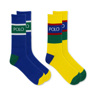 Men's Logo Stripe Crew Socks, 2-Pack