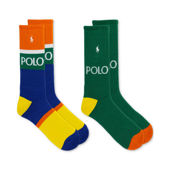 Men's Logo Stripe Crew Socks,  2-Pack