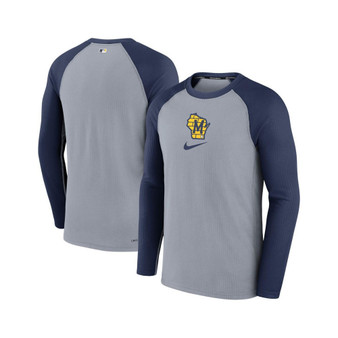 Men's Gray Milwaukee Brewers Authentic Collection Game Raglan Performance Long Sleeve T-shirt