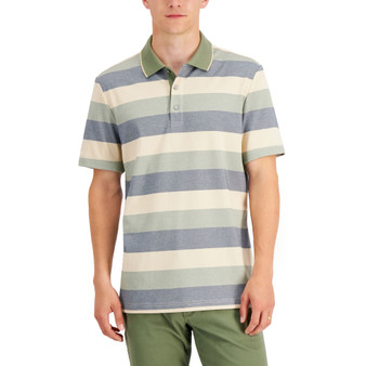 Men's Regular-Fit Striped Supima Blend Polo Shirt, Created for Macy's
