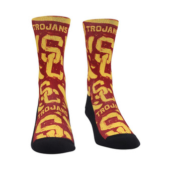 Men's and Women's Socks USC Trojans Allover Logo and Paint Crew Socks