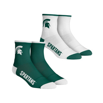 Men's Socks Michigan State Spartans Core Team 2-Pack Quarter Length Sock Set