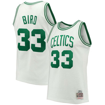 Men's Larry Bird White Boston Celtics 1985-86 Hardwood Classics Swingman Jersey