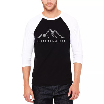 Men's Raglan Sleeves Colorado Ski Towns Baseball Word Art T-shirt