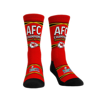 Men's and Women's Socks Kansas City Chiefs 2022 AFC Champions Wavy Stripe Crew Socks
