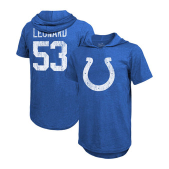 Men's Darius Leonard Royal Indianapolis Colts Player Name Number Tri-Blend Hoodie T-shirt