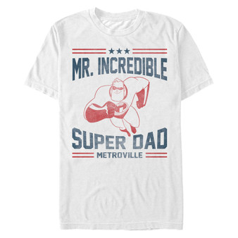 Disney Pixar Men’s The Incredibles Mr. Super Dad Metroville Short Sleeve T-Shirt
