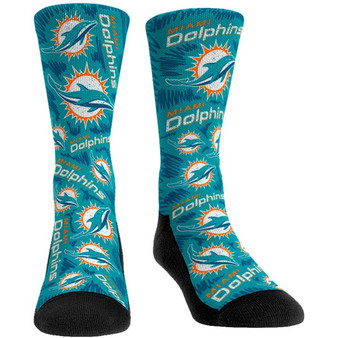 Men's Miami Dolphins Logo Sketch Multi Crew Socks