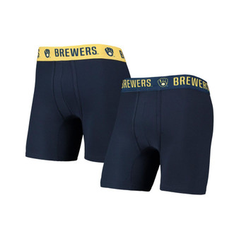 Men's Navy, Gold Milwaukee Brewers Two-Pack Flagship Boxer Briefs Set