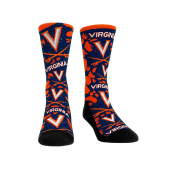 Men's and Women's Socks Virginia Cavaliers Allover Logo and Paint Crew Socks