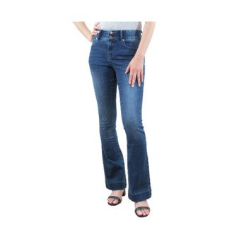 Tummy Control Dark Double Button Bootcut Jeans