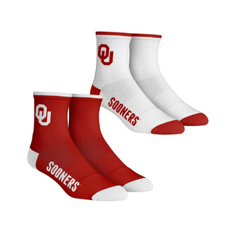 Men's Socks Oklahoma Sooners Core Team 2-Pack Quarter Length Sock Set