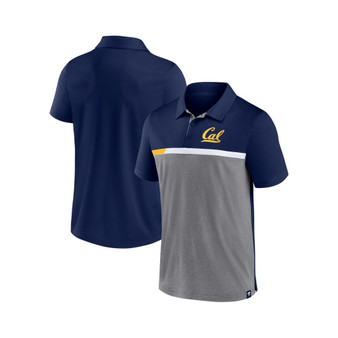 Men's Branded Navy and Heathered Gray Cal Bears Split Block Color Block Polo Shirt