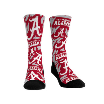 Men's and Women's Socks Alabama Crimson Tide Allover Logo and Paint Crew Socks