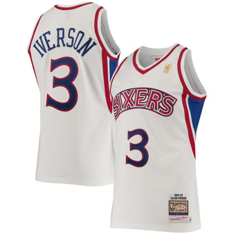 Men's Allen Iverson White Philadelphia 76ers Hardwood Classics Authentic Jersey