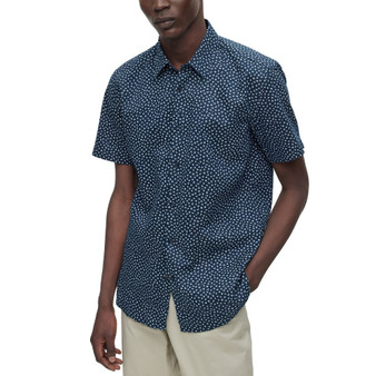 Men's Slim-Fit Printed Stretch Linen Shirt