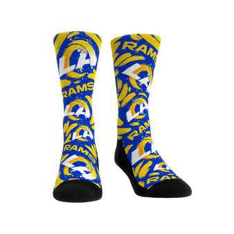 Men's and Women's Socks Los Angeles Rams Allover Logo and Paint Crew Socks