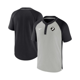 Men's Black, Silver Chicago White Sox City Plate Performance Henley Raglan T-shirt