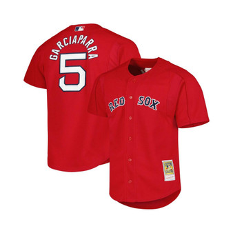 Men's Nomar Garciaparra Red Boston Red Sox Cooperstown Collection Mesh Batting Practice Button-Up Jersey