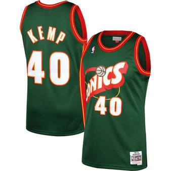 Men's Shawn Kemp Green Seattle Supersonics 1995-96 Hardwood Classics Swingman Jersey