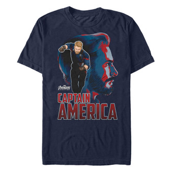 Marvel Men's Avengers Infinity War Captain America Pop Art Posed Profile Short Sleeve T-Shirt