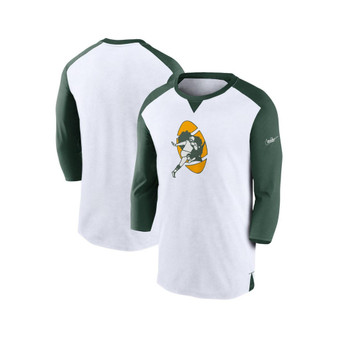 Men's White, Green Green Bay Packers Rewind 3/4-Sleeve T-shirt