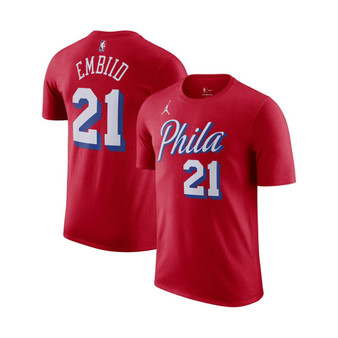 Men's Brand Joel Embiid Red Philadelphia 76ers 2022/23 Statement Edition Name and Number T-shirt