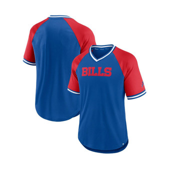 Men's Branded Royal, Red Buffalo Bills Second Wind Raglan V-Neck T-shirt