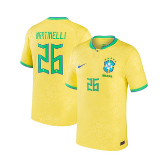 Men's Gabriel Martinelli Yellow Brazil National Team 2022/23 Replica Home Jersey