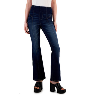 Women's Seamed Pull-On Flare-Leg Denim Jeans