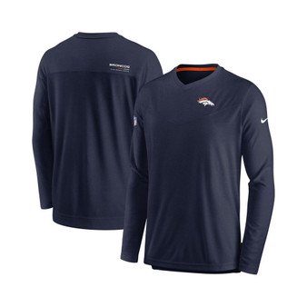 Men's Navy Denver Broncos 2022 Sideline Coach Chevron Lock Up Performance Long Sleeve T-shirt