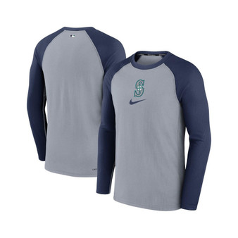 Men's Gray Seattle Mariners Authentic Collection Game Raglan Performance Long Sleeve T-shirt