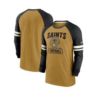 Men's Gold, Black New Orleans Saints Throwback Raglan Long Sleeve T-shirt