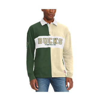 Men's Green, Cream Milwaukee Bucks Ronnie Rugby Long Sleeve T-shirt