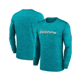 Men's Aqua Miami Dolphins Sideline Team Velocity Performance Long Sleeve T-shirt