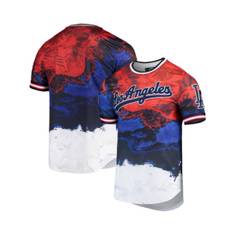 Men's Red and Royal Los Angeles Dodgers Red White And Blue Dip Dye T-shirt