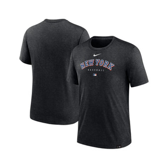 Men's Heather Black New York Mets Authentic Collection Early Work Tri-Blend Performance T-shirt